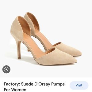 J.Crew Factory women’s suede d’Orsay pumps in saddle (cream) color